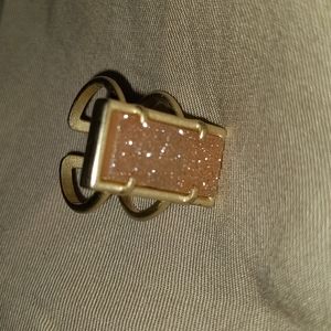 Kendra Scott Rectangle Gold & Drusy Peach Cocktail Ring